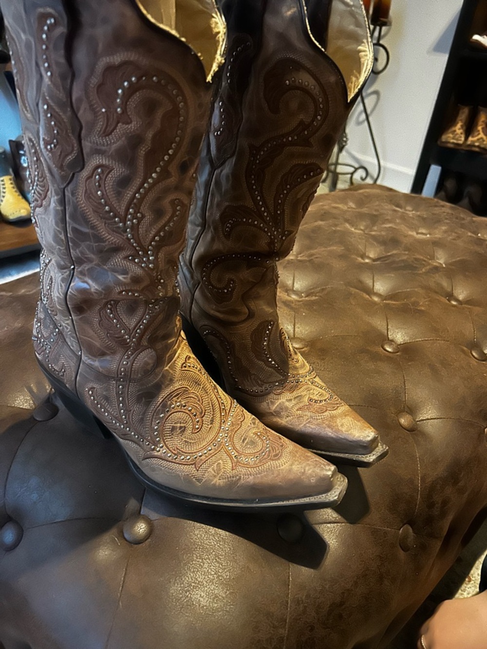 Women's Brown Embroidered Western Heeled Cowboy Boots - Corral Women’s